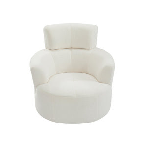 English Elm 360° Swivel Chair - Plush Upholstered Barrel Accent Chair With Adjustable Headrest For Home & Office N719P272676A