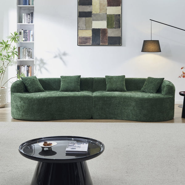 English Elm 111" L Shaped Cloud Sofa Plush Chenille Upholstered High Density Foam Apartment Living Room Green W1669S00056
