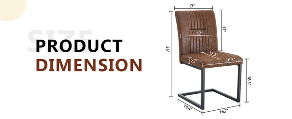 English Elm 4 Ergonomic Brown Dining Chairs with Breathable Fabric, Sponge Comfort & Sturdy Black Metal Legs W1151P266890