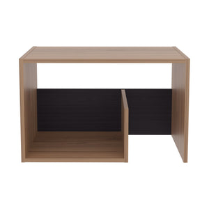 English Elm Side Table Sallis - Modern Macadamia & Espresso Accent Table For Living Room & Bedroom Use B092P309184-GIGA