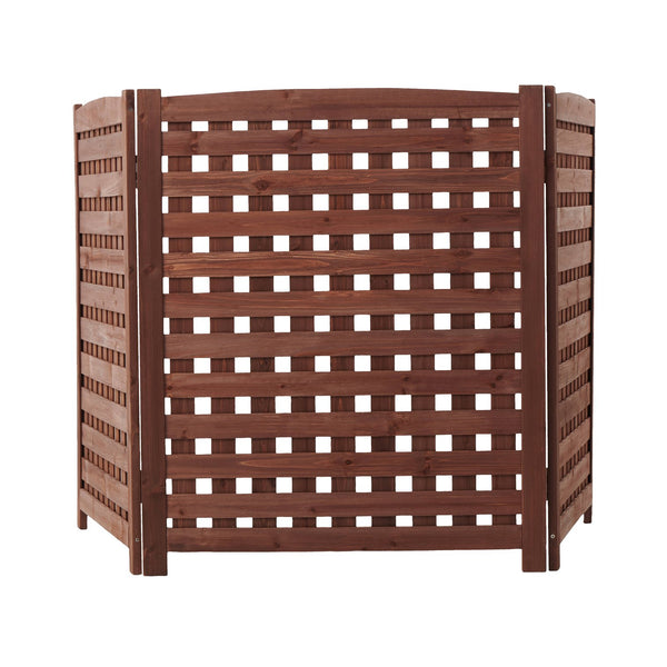 English Elm 3-panel Outdoor Slatted Wood Enclosure Screen for Ac Units Patios and Garden Areas Brown W2640P290517