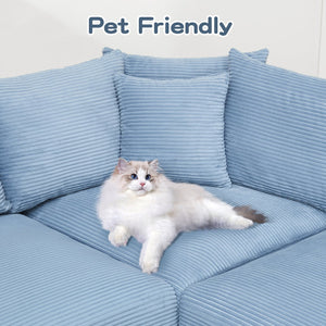 English Elm 54.3" Oversized Modular Sectional Couch - Cloud-Like Comfort, Premium Corduroy, Ergonomic Design & Easy Assembly W714S01345