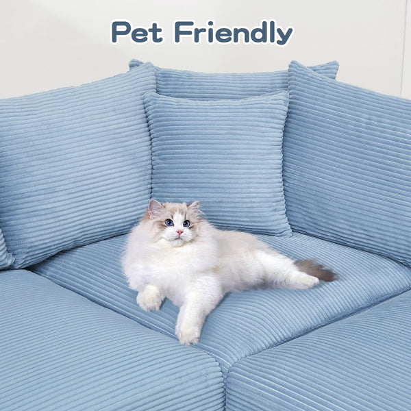 English Elm 54.3" Oversized Modular Sectional Couch - Cloud-Like Comfort, Premium Corduroy, Ergonomic Design & Easy Assembly W714S01345