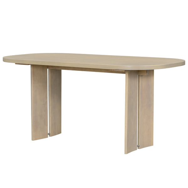 English Elm Topmax Rubberwood Six Piece Dining Set with Bench Linen Upholstered Modern Farmhouse SP000083AAD