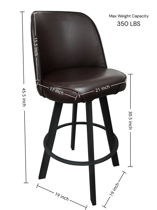 English Elm Set of 2 Commercial Grade Swivel Bucket Seat Barstools with Ergonomic Upholstered Frame Brown W5232P423676