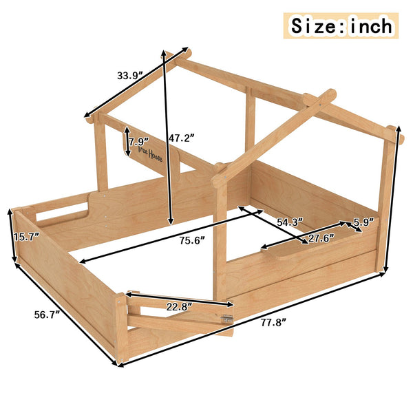 English Elm Twin Low Loft Bed Solid Pine Frame with Built-in Led Lighting and Storage Shelves Natural W1580P396333