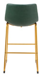 Augusta Barstool - Set of 2 Green & Gold 109961 Zuo Modern