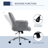 English Elm Vinsetto Microfiber Home Office Chair, Height Adjustable Button Tufted Computer Desk Chair With Swivel Wheels, Tilt Function and Padded Armrests, Light Gray