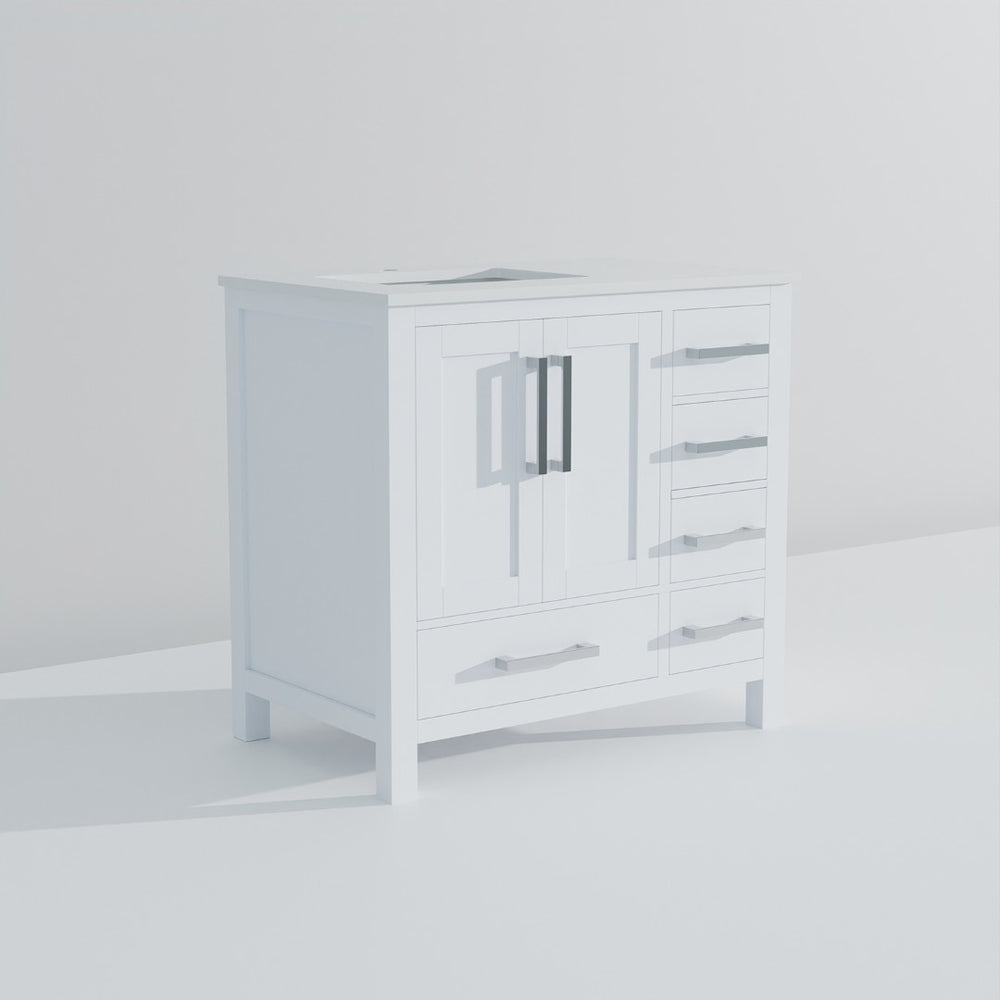 English Elm White Bath Vanity With White Quartz Top, Soft-Close Drawers, And Thoughtful Storage Solutions B2731P258814-GIGA