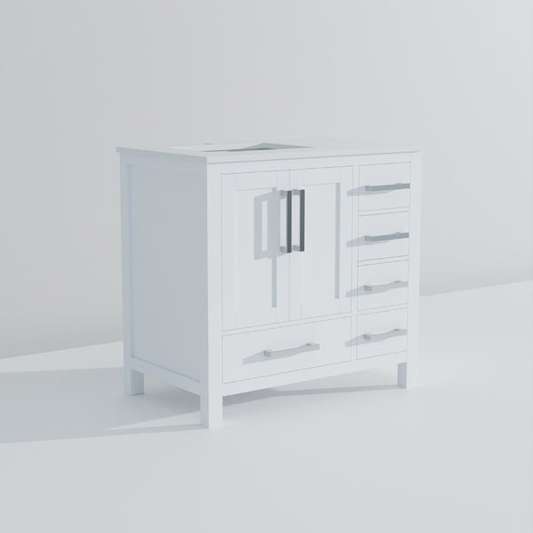 English Elm White Bath Vanity With White Quartz Top, Soft-Close Drawers, And Thoughtful Storage Solutions B2731P258814-GIGA