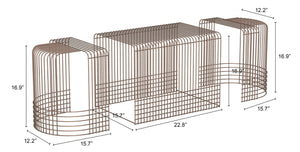 Zuo Modern Pitch Coffee Table Set - Modern Industrial Design, Durable Steel Frame, Versatile 3-piece Ensemble Bronze Steel 110323-zuo-modern
