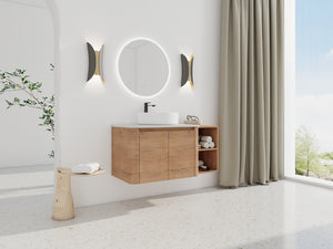 English Elm 42'' Wall-Mounted Bathroom Vanity With Ceramic Sink, Soft-Close Doors & Ample Storage For Modern Style W999S00412