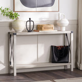 English Elm Walker Edison - Modern Farmhouse Metal-X Entry Table With Lower Shelf - Stone Grey