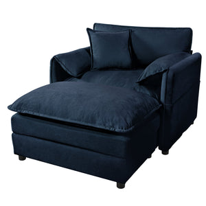 English Elm Oversized Chenille Recliner Chair with Movable Ottoman for Living Room Lounge W3163S00002