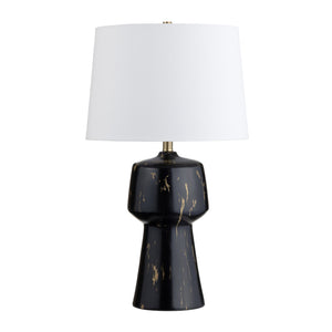 Crestview Collection 28.25"H Byron Ceramic Table Lamp - Elegant Black & Gold Design With White Linen Shade For Modern Spaces   Cvazp119