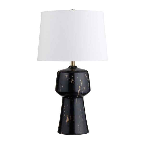 Crestview Collection 28.25"H Byron Ceramic Table Lamp - Elegant Black & Gold Design With White Linen Shade For Modern Spaces   Cvazp119