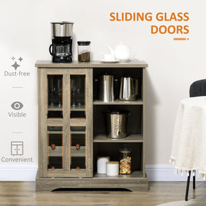 English Elm Homcom 36" Stylish Buffet Cabinet With Sliding Glass Door, Wine Storage & Modern Design For Home Use W2225P217397