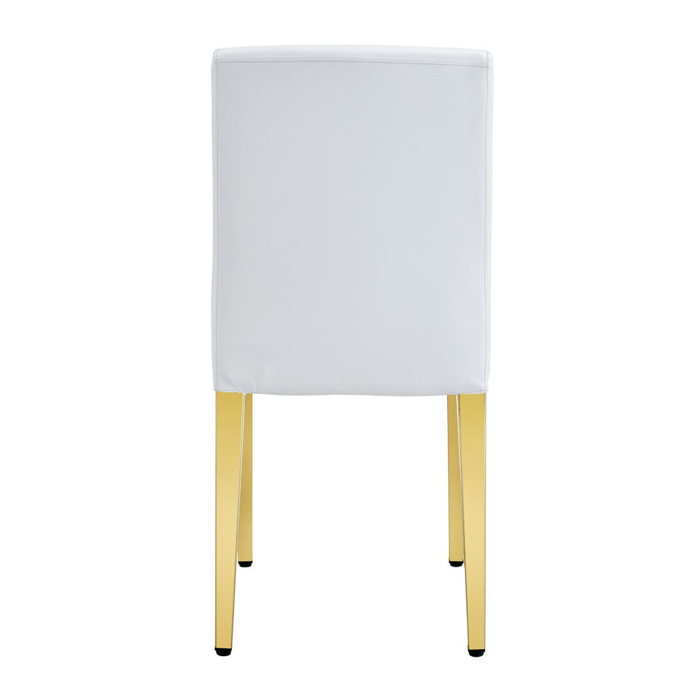 English Elm Set Of 4 Elegant White Pu Leather Chairs With Gold Legs – Chic, Durable, And Perfect For Modern Spaces! W3226P279073-GIGA