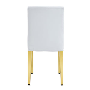 English Elm Set Of 4 Elegant White Pu Leather Chairs With Gold Legs – Chic, Durable, And Perfect For Modern Spaces! W3226P279073-GIGA