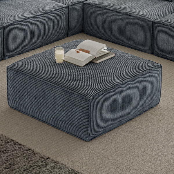 English Elm Sectional Sofa Ottoman Cloud Cushion Modular Set for Living Room in Dark Grey W3147P277228