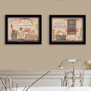 English Elm "wash Room Collection" Pam Britton 2 Panel Framed Art for Modern Bath Decor B06786986