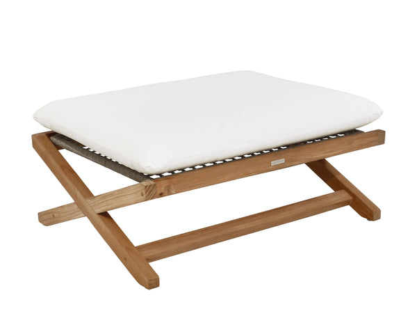 Sunpan Bari Outdoor Stool - Stylish Teak & Aluminum Design for Modern Patios and Relaxing Spaces Natural / Stinson White