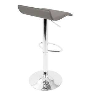 English Elm Contemporary Swivel Barstools with Chrome Base and Grey Pu Upholstery Set of 2 B202P222267