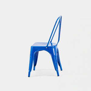 English Elm Set Of 4 High Gloss Blue Metal Dining Chairs - Lightweight, Stackable, Easy To Clean, Modern Design B347P383411-GIGA