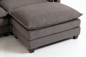 English Elm Modern Chenille Sectional Sofa Modular Sleeper with Ottoman Chaise and Waist Pillows Antique Grey W2530S00021