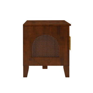 English Elm Lars Rubberwood Rattan Dog Crate Cabinet Stylish Pet Kennel for Living Room Walnut N775P397560W