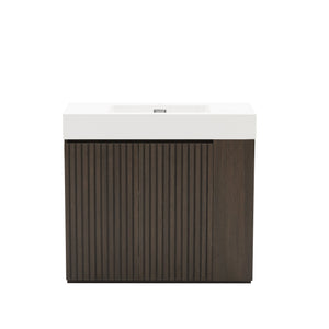 English Elm Galan Freestanding Bathroom Vanity Quartz Basin Fluted Wood Cabinet Modern Bath Oak,Smoke W1865S00219