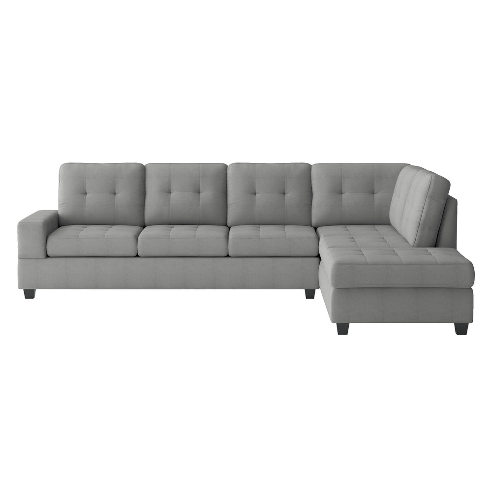 English Elm Modern Gray Microfiber Sectional Sofa with Reversible Chaise and Cup Holders B011S01294