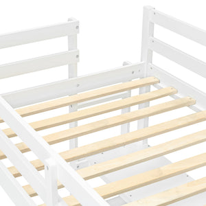 English Elm Twin Loft Bed with Built-in Desk Shelving and Dry-erase Board for Kids Rooms White LT100320AAK