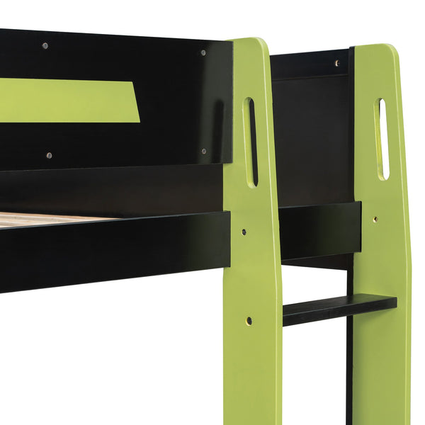 English Elm Full-size Gaming Loft Bed with Integrated Rgb Desk Usb Ports and Esports Frame Green LT000239AAG