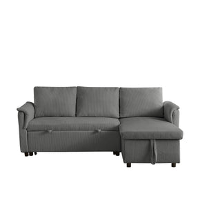English Elm Loveseat Sectional Sleeper Sofa with Corduroy Tufted Upholstery Storage Chaise Reclining W2186S00012