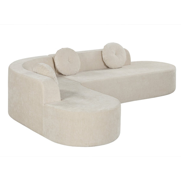English Elm 122'' Curved L-shaped Sectional Sofa Chenille Upholstery Pocket Spring Living Room Seating Sand N760S0000049D