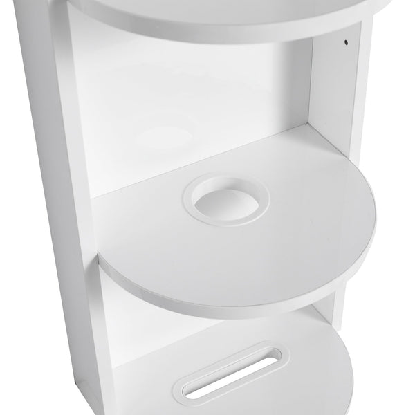 English Elm 12" Bathroom Wall-Mounted Storage Rack with Three-Tier Floating Shelves, Durable Scratch-Resistant Plywood Organizing Solution Glossy White W999P277165