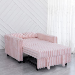 English Elm 3 in 1 Convertible Sleeper Sofa Bed with Plush Fabric, Spring Support, Cozy Skin-Friendly Comfort Light Pink W1767P195963