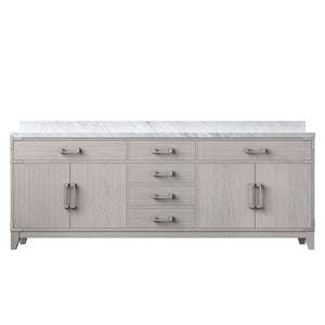 English Elm White Oak Double Bath Vanity 84" With Elegant Carrara Marble Top, Soft-Close Drawers & Storage B2731P259983-GIGA