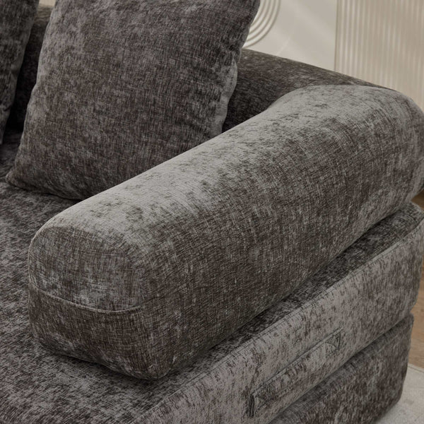 English Elm Comfy Convertible Folding Mattress Couch with Chenille Comfort, Space-Saving Floor Sofa Bed 3-Tier Gray W1143P364840