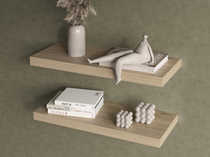 English Elm Floating Shelf Dallas Set of 2 Light Pine Beige Engineered Wood Modern Wall-Mounted Decor Storage B092P238707