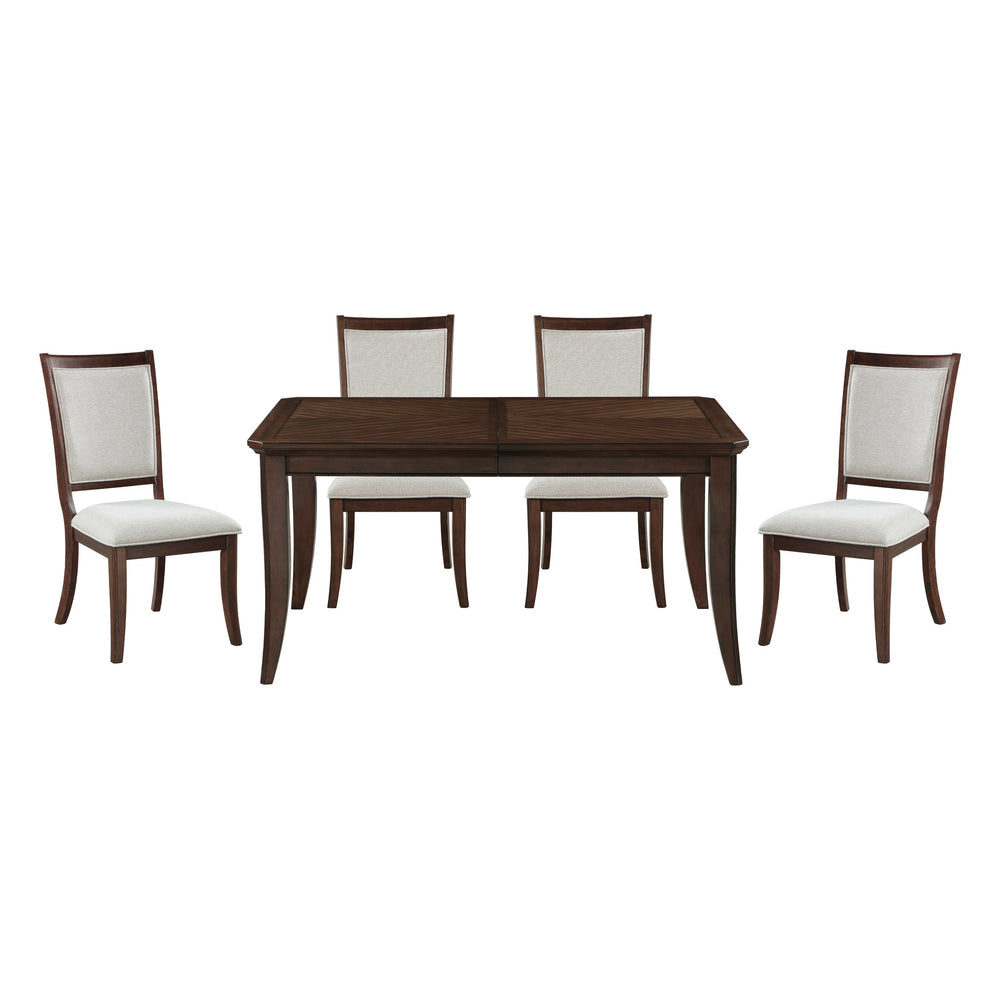 English Elm Formal Cherry Dining Set with Walnut Inlay Extends to Seat Eight in Solid Wood B011S02266