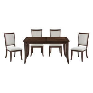 English Elm Formal Cherry Dining Set with Walnut Inlay Extends to Seat Eight in Solid Wood B011S02266
