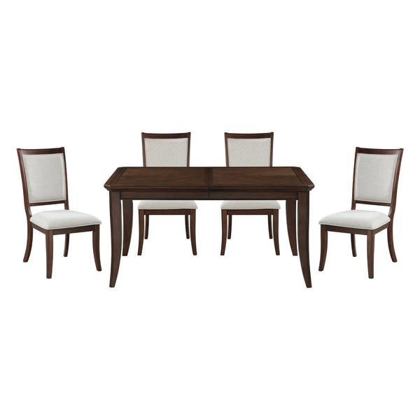 English Elm Formal Cherry Dining Set with Walnut Inlay Extends to Seat Eight in Solid Wood B011S02266