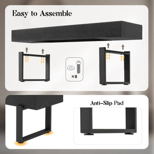 English Elm Upholstered Bench with Thick 5.5" MDF Top, Heavy-Duty Metal Legs, 550LB Capacity, Versatile Seating Black N752P374152B