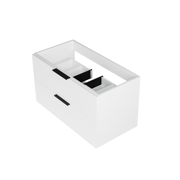 English Elm 090 Floating Bathroom Vanity Cabinet Matte Wall Mounted Soft Close Drawers Modern White W3520P345981
