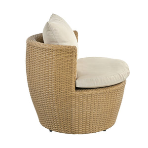 English Elm Christopher Knight Home® - KONO 3PC Outdoor Boho Faux Wicker Chat Set with Tempered Glass Table, Beige Cushions, Durable Elegance N775P245731B