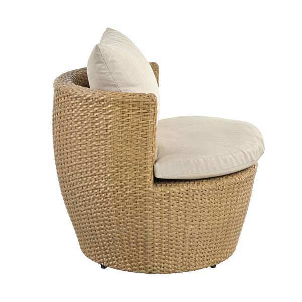 English Elm Christopher Knight Home® - KONO 3PC Outdoor Boho Faux Wicker Chat Set with Tempered Glass Table, Beige Cushions, Durable Elegance N775P245731B