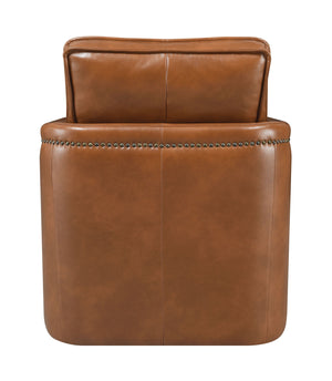 English Elm Rocha Brown Leather Aire Swivel Chair with Glider, Plush Pocket Coil Seat, 180° Swivel Comfort B2726P255376