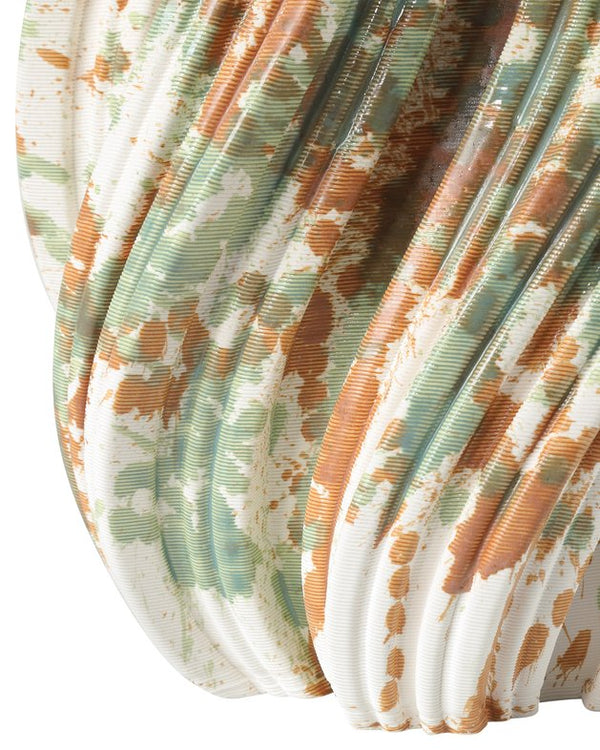 Currey & Company Camouflage Small Vase - Unique 3d-printed Porcelain Accent With Striking Swirl Design And Artistry Green Porcelain 1200-0986-currey-company